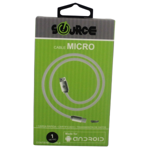 CABLE DE CONEXION SOURCE MICRO USB 1.M (10% DE DESCUENTO EN 4 O MAS UNIDADES)