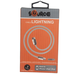 CABLE DE CONEXION SOURCE CARGA LIGHTNING 1.M (15% DE DESCUENTO EN 4 O MAS UNIDADES)