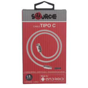 CABLE DE CONEXION SOURCE TIPO C 1.8M (20% DE DESCUENTO EN 4 O MAS UNIDADES)