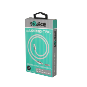 CABLE DE CONEXION SOURCE TIPO C LIGTNING 1.8M (15% DE DESCUENTO EN 4 O MAS UNIDADES)
