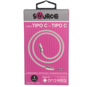 CABLE DE CONEXION SOURCE TIPO C A TIPO C 1M (3% DE DESCUENTO EN 4 O MAS UNIDADES)