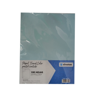 BOND 20 D NOTAS 8.5x11 PASTEL SURTIDO PAQ 100 H (20% DE DESCUENTO EN 7 O MAS UNIDADES)