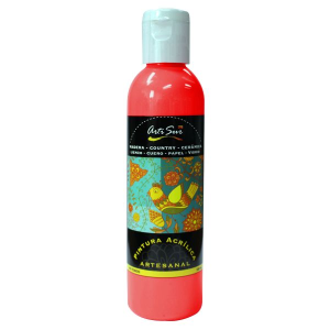 PINTURA ARTESANAL ACRILICA ROJO FLUO 120ML (15% DE DESCUENTO EN 4 O MAS UNIDADES)