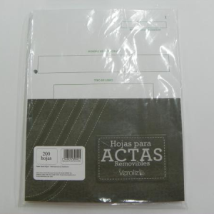 PAQUETE HOJAS ACTAS REMOVIBLES PAQ-200 HJS (25% DE DESCUENTO EN 4 O MAS UNIDADES)