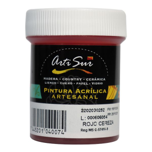 PINTURA ARTESANAL ROJO CEREZA 30ML (15% DE DESCUENTO EN 4 O MAS UNIDADES)