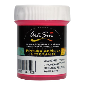 PINTURA ARTESANAL ROSADO FLUO 30ML (15% DE DESCUENTO EN 4 O MAS UNIDADES)