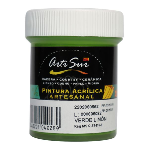 PINTURA ARTESANAL VERDE LIMON 30ML (15% DE DESCUENTO EN 4 O MAS UNIDADES)