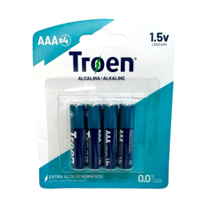 BATERIA ALCALINA AAA TROEN 4 UNIDADES (25% DE DESCUENTO EN 13 O MAS UNIDADES)