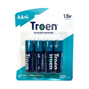 BATERIA ALCALINA AA TROEN 4 UNIDADES (25% DE DESCUENTO EN 13 O MAS UNIDADES)