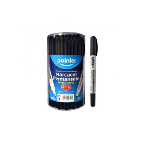 MARCADOR PERMANENTE NEGRO POINTER DOBLE PUNTA (12)