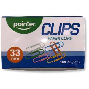 CLIPS DE COLORES POINTER PARA PAPEL 33MM (20% DE DESCUENTO EN 9 O MAS UNIDADES)