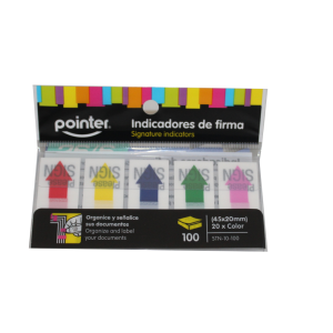 BANDERITA INDICADOR DE FIRMAS POINTER 5 COL 100UDS (20% DE DESCUENTO EN 13 O MAS UNIDADES)