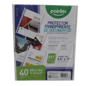 PROTECTOR DE HOJAS 40MIC POINTER 8.5X11 PAQ 100 (25% DE DESCUENTO EN 4 O MAS UNIDADES)
