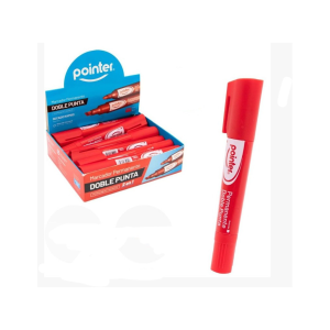 MARCADOR PERMANENTE DOBLE PUNTA POINTER ROJO (12)