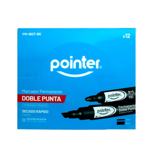 MARCADOR PERMANENTE DOBLE PUNTA NEGRO PM-1807 (12)