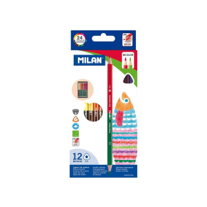 LAPIZ DE COLOR MILAN TRIANGULAR BICOLOR 12 UNDS (20% DE DESCUENTO EN 4 O MAS UNIDADES)